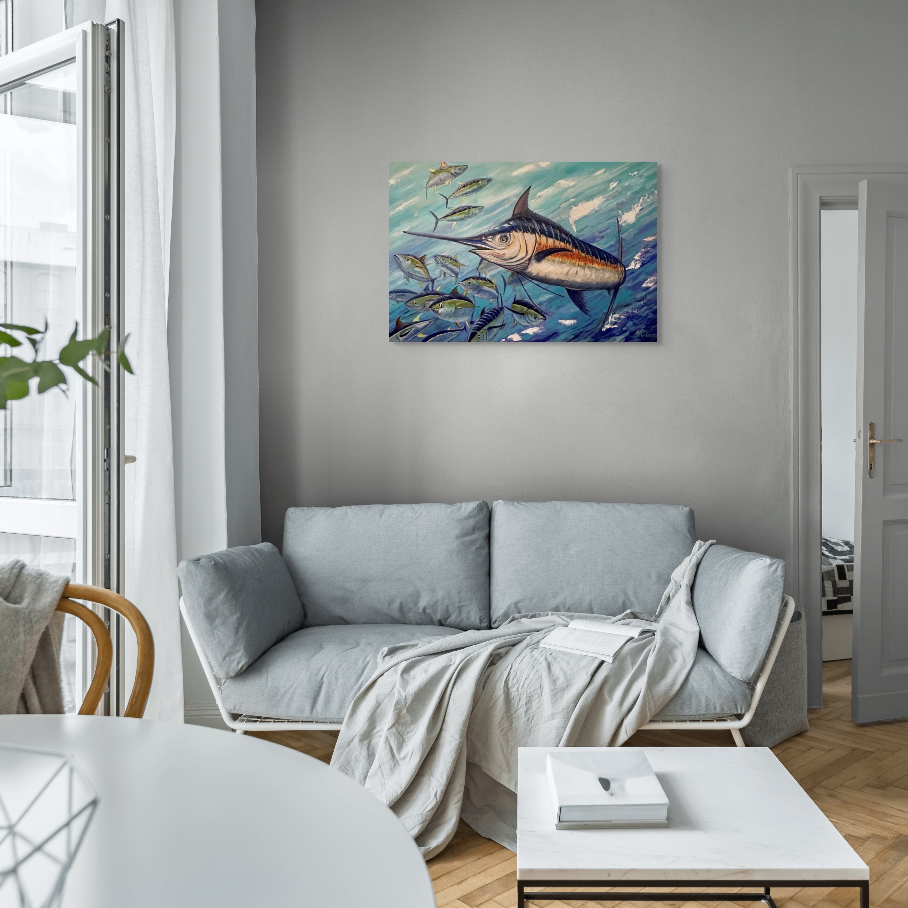 Blue Marlin: Chasing Silver (36X24)